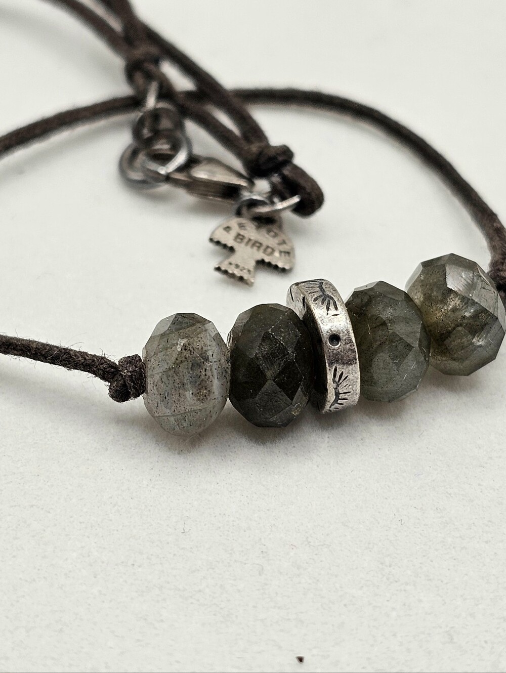 Peyote Bird Labradorite and Quartz Bead Leather Necklace - Picture 12 of 14